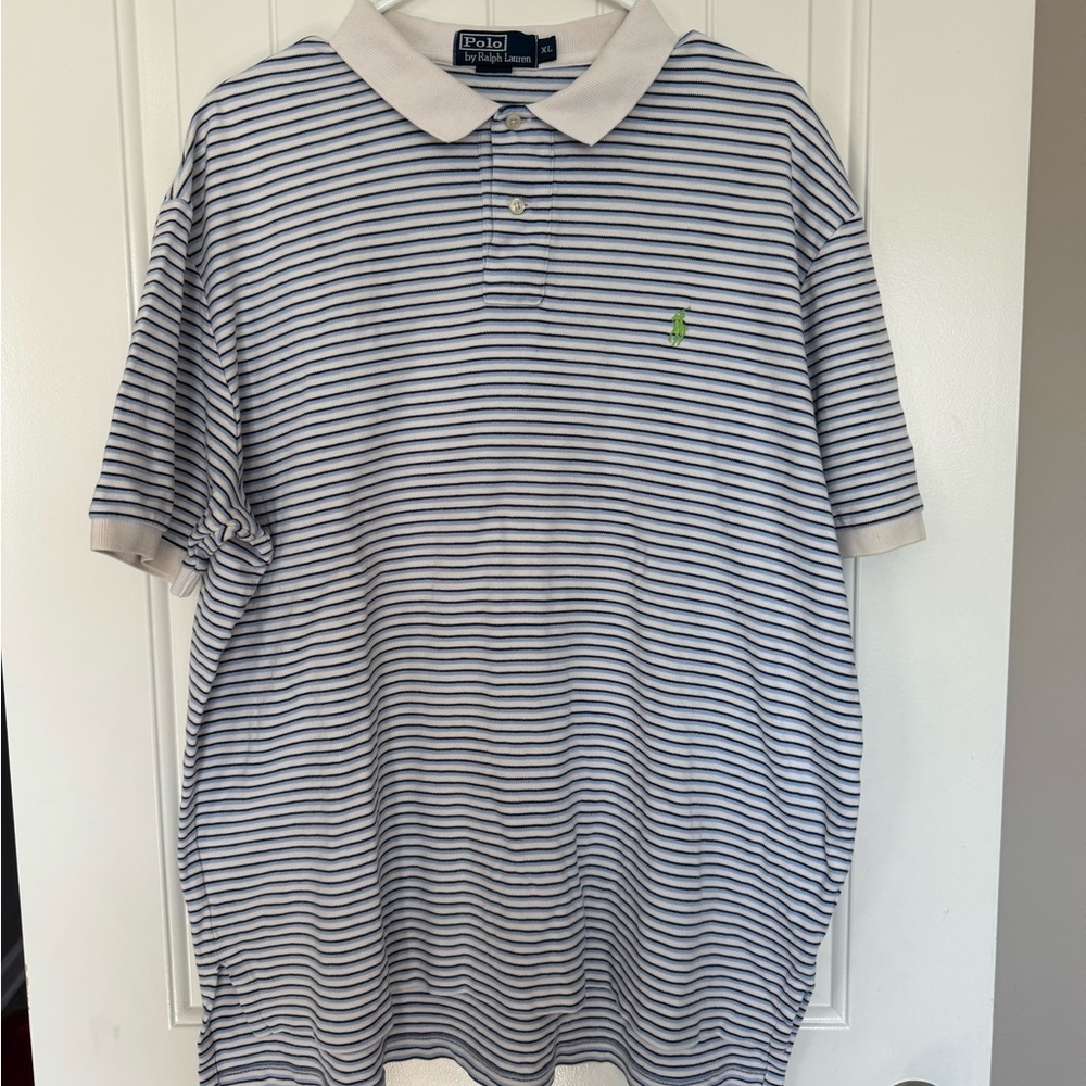 Polo Ralph Lauren Blue White Striped Polo Shirt Men’s XL